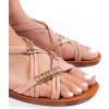 Světle růžové nazouvací sandály s propletenými pásky