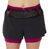 Růžovo-černé běžecké kraťasy ASICS Fujitrail 2-N-1 Short