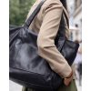 Černá prostorná kožená shopper kabelka