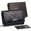 Rovicky Černá malá dámská kožená prošívaná peněženka V136