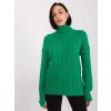 Zelený copánkový svetr s rolákem
