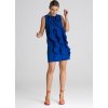 Modré mini šaty s volánky