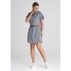 Šedé košilové mini šaty