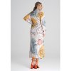 Smetanové košilové maxi šaty se vzorem