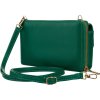 4U Cavaldi Tmavě zelená prošívaná velká peněženka s odnímatelným popruhem M832