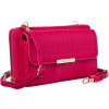 4U Cavaldi Tmavě růžová prošívaná velká peněženka s odnímatelným popruhem M831