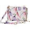 4U Cavaldi Bílo-fialová květovaná prošívaná peněženka s odnímatelným popruhem M825