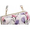 4U Cavaldi Bílo-fialová květovaná prošívaná peněženka s odnímatelným popruhem M825