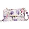 4U Cavaldi Bílo-fialová květovaná prošívaná peněženka s odnímatelným popruhem M825