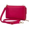 4U Cavaldi Tmavě růžová prošívaná peněženka s popruhem M822