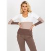 Hnědo-bílé dámské tričko s výstřihem