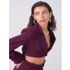Tmavě fialové dámské krátké sako pod prsa