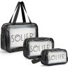 SOLIER set průhledných cestovních kosmetických taštiček vel. S, M, L