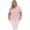 Pudrové plus size pyžamo s krátkým rukávem