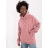 Růžová dámská mikina s kapucí a klokaní kapsou