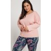 Pudrové pyžamo s modrými vzorovanými kalhotami Taro Vivian Plus (Velikost 3XL)