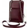 Čokoládově hnědá kožená crossbody kabelka s pouzdrem na telefon
