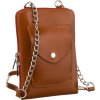 Karamelově hnědá kožená crossbody kabelka s pouzdrem na telefon