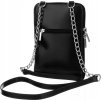Černá kožená crossbody kabelka s pouzdrem na telefon