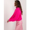 Neonově růžový kratší svetr s copánkovým vzorem