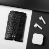 SOLIER Černé kožené pouzdro na telefon Iphone 11 s imitací krokodýlí kůže