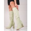 Světle zelené semišové Dámské kozačky