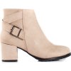 Semišové béžové kotníkové boty na sloupku (Velikost 36)