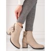 Semišové béžové kotníkové boty na sloupku (Velikost 36)