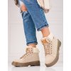 Béžové dámské kotníkové boty s kožešinou