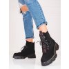 Dámské černé šněrovací kotníkové boty