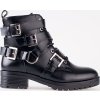 Černé kotníkové boty workery s přezkami