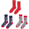 Modro-šedo-červená valentýnská sada pánských ponožek Art.133