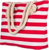 Červeno-bílá dámská pruhovaná plážová taška