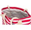 Červeno-bílá dámská pruhovaná plážová taška