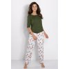 Khaki pyžamo s květovanými kalhotami Jadore