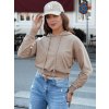 Béžová crop mikina s kapucí TRENDHOOD