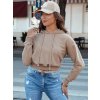 Béžová crop mikina s kapucí TRENDHOOD