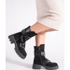 Černé semišové dámské kotníkové boty s přezkou