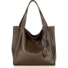 MAZZINI Tmavě hnědá dámská kožená shopper kabelka