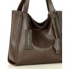 MAZZINI Tmavě hnědá dámská kožená shopper kabelka