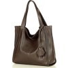 MAZZINI Tmavě hnědá dámská kožená shopper kabelka