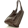 MAZZINI Tmavě hnědá dámská kožená shopper kabelka