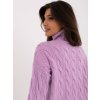 Světle fialový copánkový svetr s rolákem