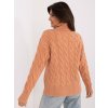 Světle oranžový copánkový svetr s rolákem