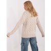 Světle béžový copánkový svetr s rolákem (Velikost ONE SIZE)