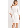 Smetanové pouzdrové šaty s 3/4 rukávem
