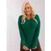 Tmavě zelený žebrovaný svetr s výstřihem