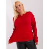 Červený lehký svetr s knoflíky ve výstřihu