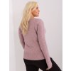 Světle růžový měkký svetr s výstřihem (Velikost XL/2XL)