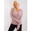 Světle růžový měkký svetr s výstřihem (Velikost XL/2XL)